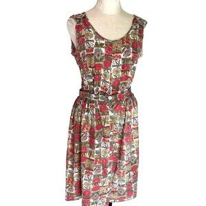 Sherry Lynn Leisure Wear Romper Skirt Set Womens Large L Vintage Botanical Print